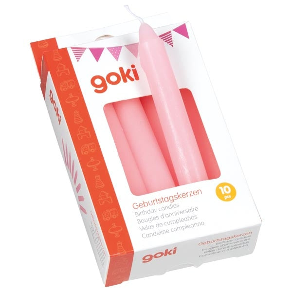 Geburtstagskerzen -Set Rosa 10er Set für Goki Geburtststagszug Mädchen Kerzen