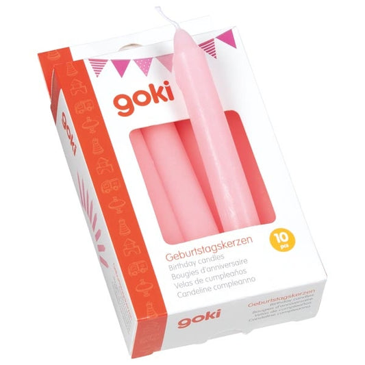 Geburtstagskerzen -Set Rosa 10er Set für Goki Geburtststagszug Mädchen Kerzen