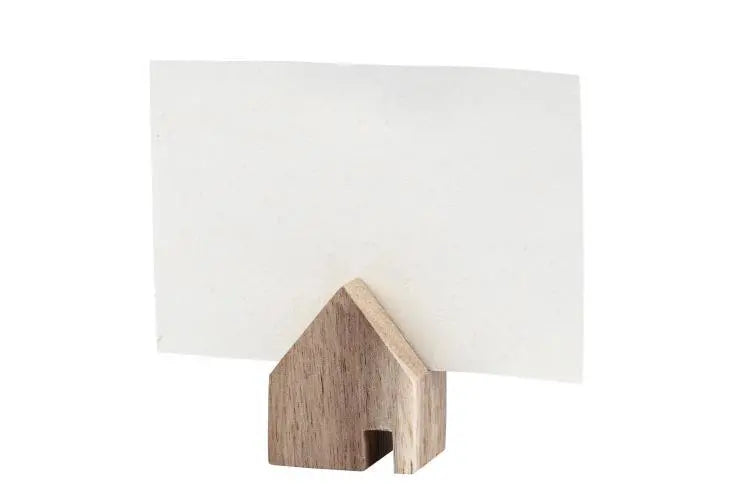 Haushalt Karten-Fotohalter 3er Set kleine Holzhäuser Notizhalter 4,5x3x7,5cm von räder design