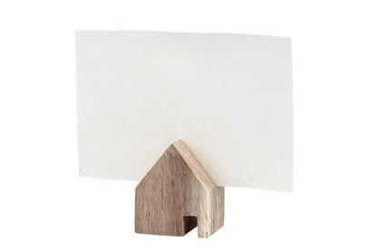 Haushalt Karten-Fotohalter 3er Set kleine Holzhäuser Notizhalter 4,5x3x7,5cm von räder design
