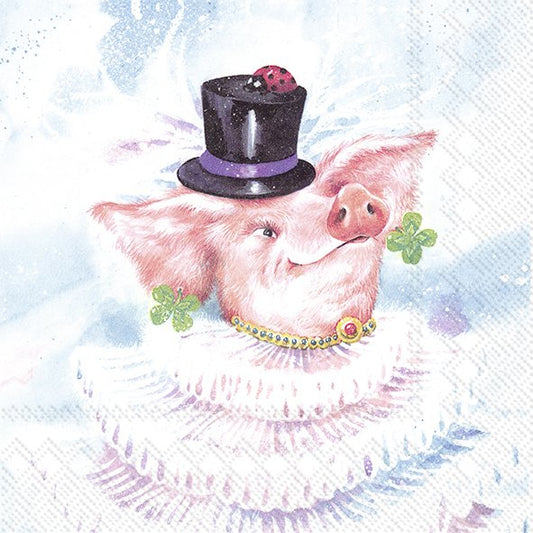 Servietten 33x33 cm " Silvester Glückschweinchen " von ihr - Silvester Neujahr