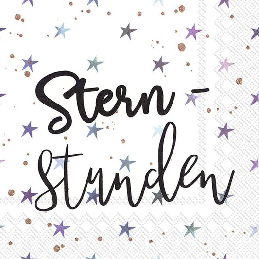 Servietten 33x33 cm "Sternstunden, weiß" von ihr Sterne