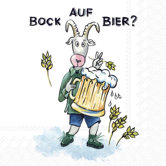 Servietten 33x33 cm " Bock auf Bier ? " von ihr Serviette Bier