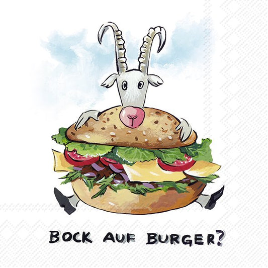 Servietten 33x33 cm " Bock auf Burger? " von ihr
