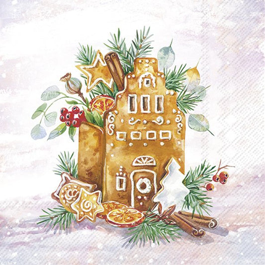 Servietten 33x33 cm "Lebkuchenhaus/Gingerbread House" von ihr - Weihnachten Weihnachtsdekoration