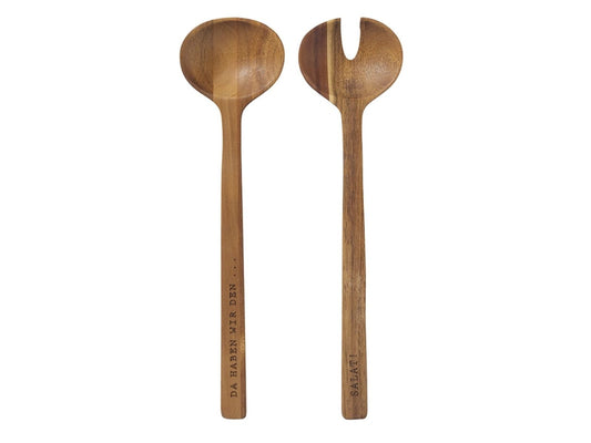 Salatbesteck aus Holz " Da haben wir den Salat " von räder design originell Geschenkidee Küche Haushalt Einzug