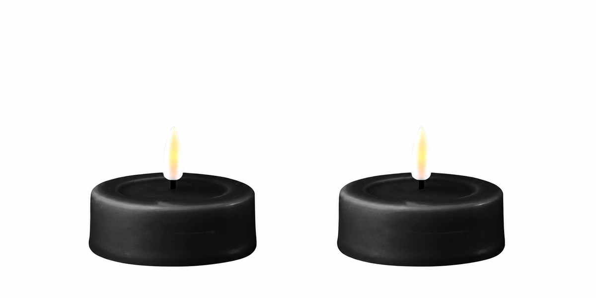 LED Jumbo Maxi Teelicht in Schwarz 2er Set von Deluxe Homeart aus Dänemark Maße: D: 6,1 * 4,5 cm