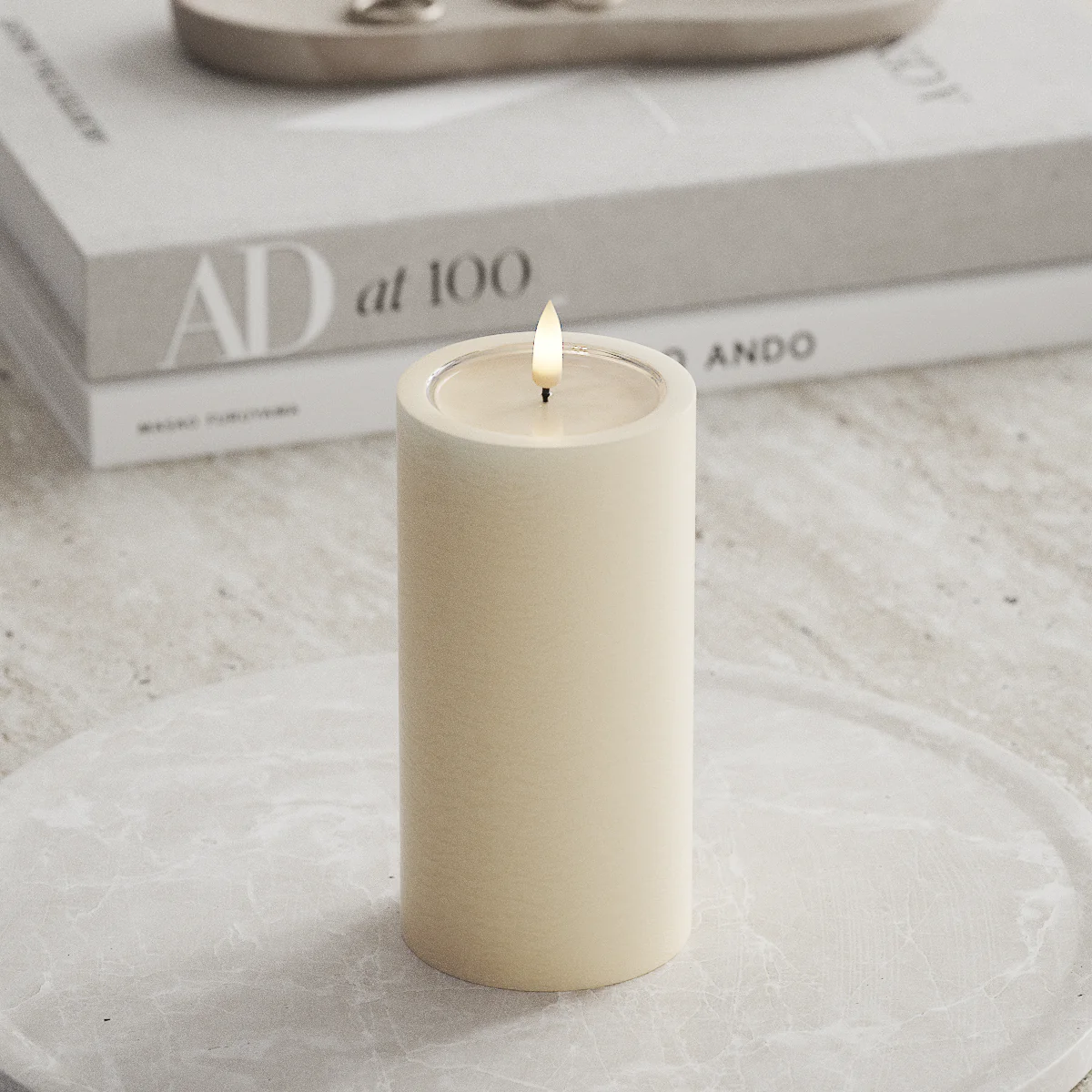 LED Stumpenkerze 15 cm creme von Deluxe / Unique Homeart Candle / Kerzen