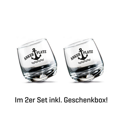 Wackelglas Ankerplatz im 2er-Set im Geschenkkarton von Gilde