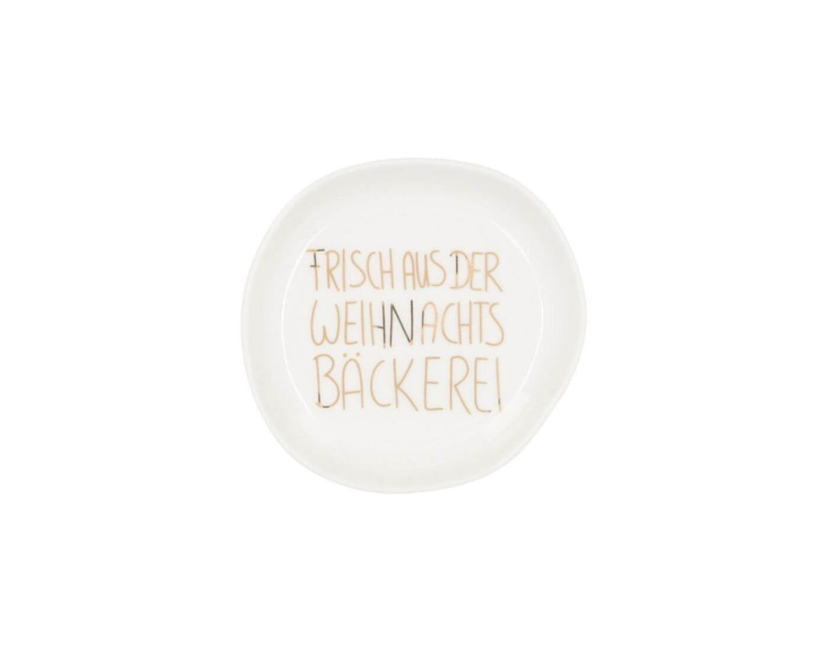 Kleiner Teller aus Porzellan "Frisch aus der Weihnachtsbäckerei" von räder design - Weihnachten Weihnachtsdekoration