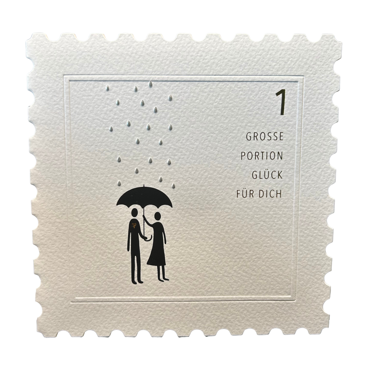 Karte Briefmarke „Eine Portion Glück für dich“ mit Umschlag von räder design