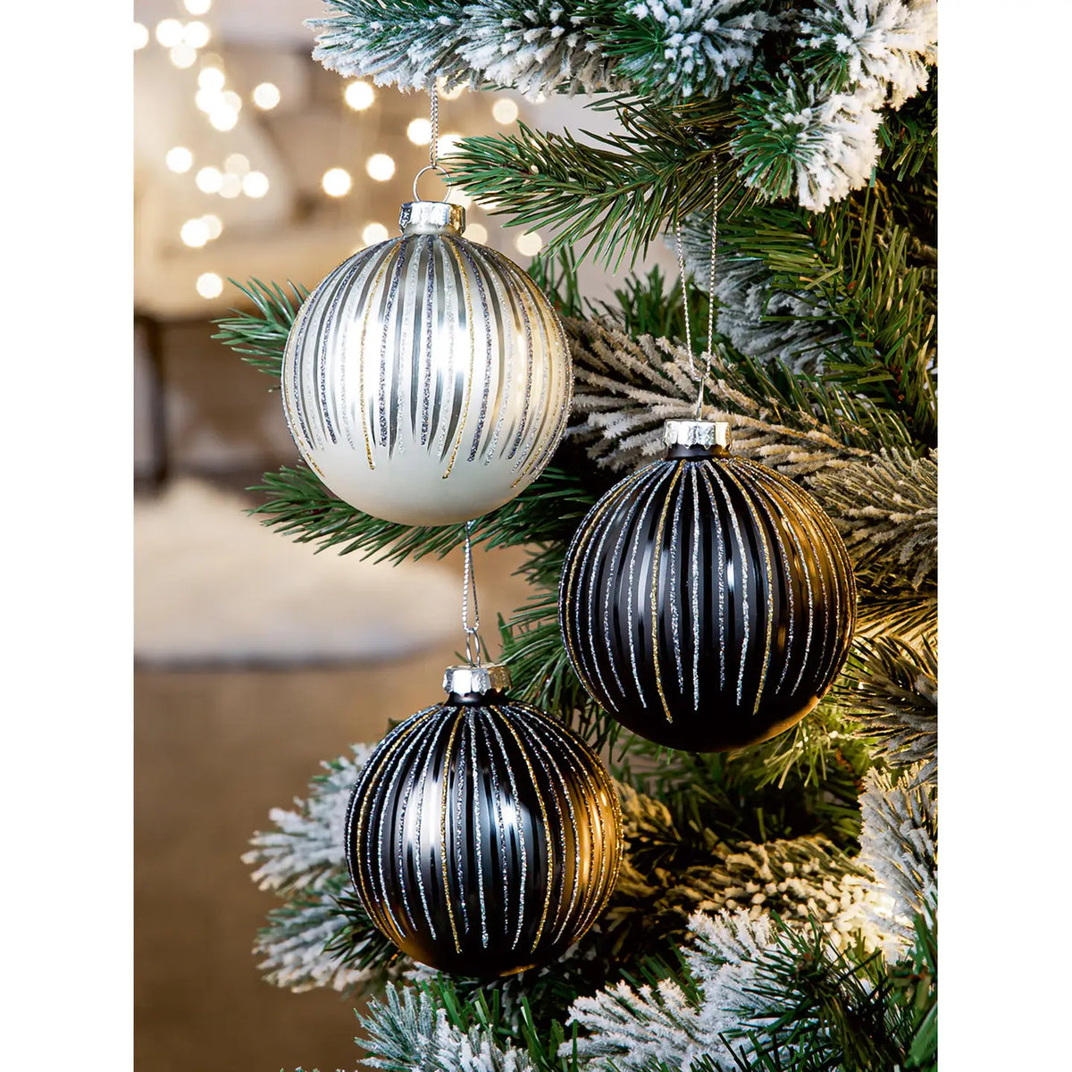 Baumkugel „Istanbul“ von Gilde – Gestreifte Glas-Weihnachtskugeln Ø 8 cm
