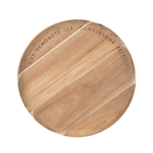 Schalen aus Porzellan 4er-Set auf Holztablett "Das Schönste ist gemeinsame Zeit" von räder design