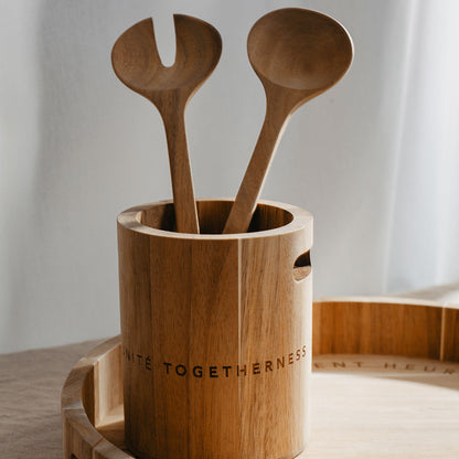 Salatbesteck aus Holz " Da haben wir den Salat " von räder design originell Geschenkidee Küche Haushalt Einzug