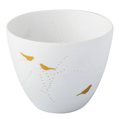 feiner Teelichthalter klein aus Porzellan Vogel von räder design Vögel