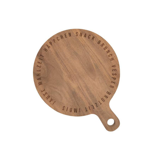 Schneidebrett rund aus Holz "Brotzeit" von räder