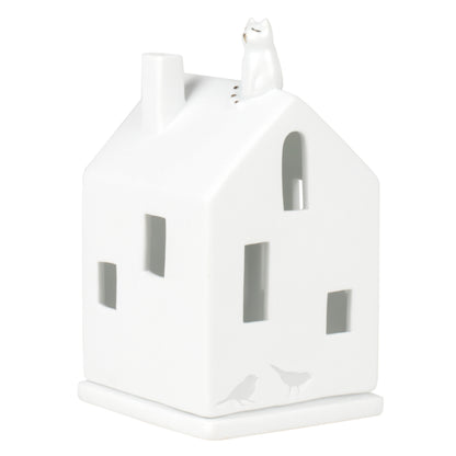 Lichthaus aus Porzellan mit Katze auf dem Dach von räder design Häuser