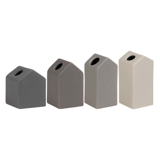 Minivasen grau aus Porzellan 4er-Set Häuser von räder design