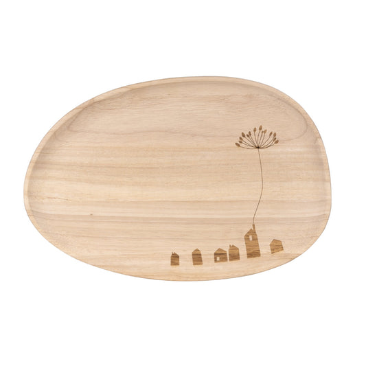 Dekotablett aus Holz " Kleine Stadt " von räder design Natur