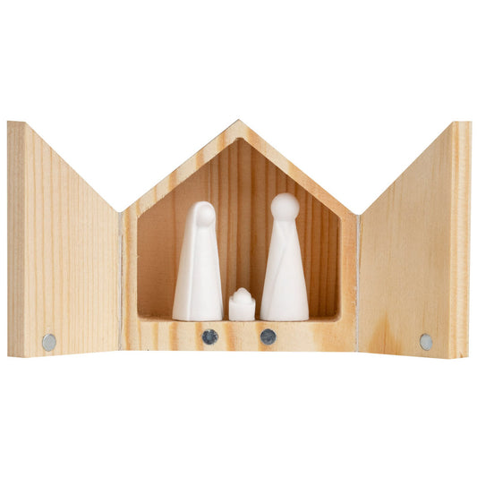 Mini-Krippe aus Holz mit Porzellanfiguren von räder design - Weihnachten Weihnachtsdekoration
