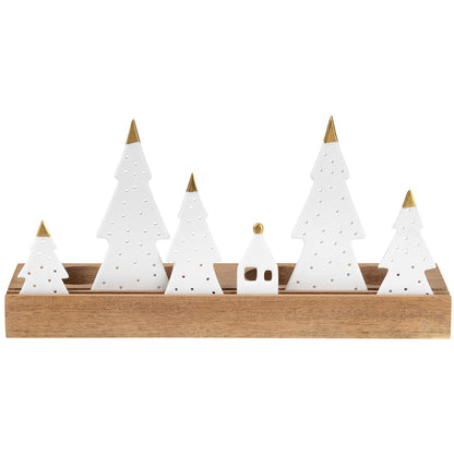Teelichthalter aus Holz mit Porzellantannen von räder design - Kerzenhalter Weihnachten Weihnachtsdekoration