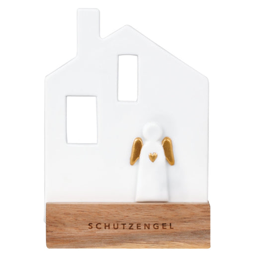 Teelchthalter aus Holz und Porzellan "Schutzengelhaus" von räder design - Weihnachten Weihnachtsdekoration