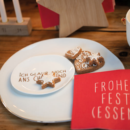 Teller ( klein ) aus Porzellan "Ich glaub noch ans Christkind" von räder design - Weihnachten Weihnachtsdekoration