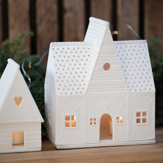 Lichthaus aus Porzellan Lebkuchenhaus (groß) von räder design - Teelichthalter Weihnachten Weihnachtsdekoration