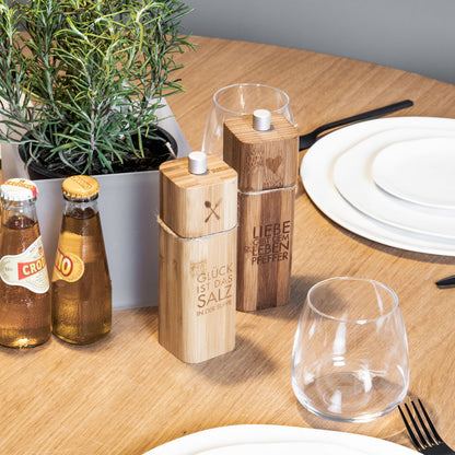 Salzmühle aus Bambus " Glück ist das Salz in der Suppe " von räder design originelle Geschenkidee erste Wohnung Einzug etc.