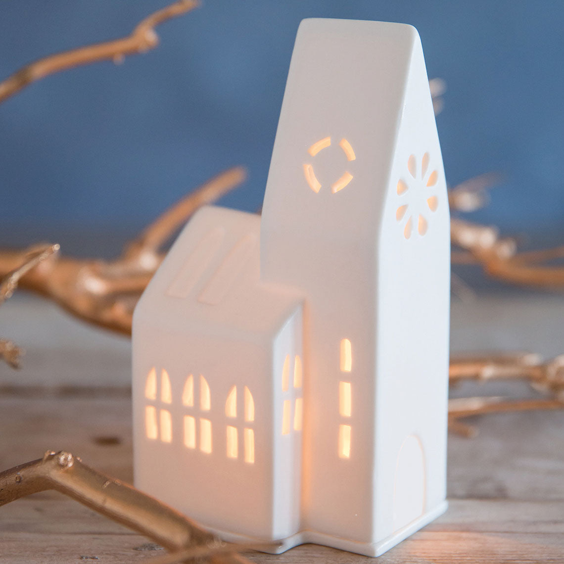 Lichthaus Kirche (Klein) aus Porzellan von räder design - Weihnachtsdekoration