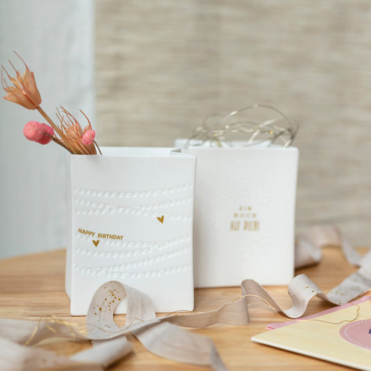 Teelichthalter/Lichttüte aus Porzellan "Ein Hoch auf Dich" von räder design zum Geburtstag Prüfung Feier etc. Geschenk