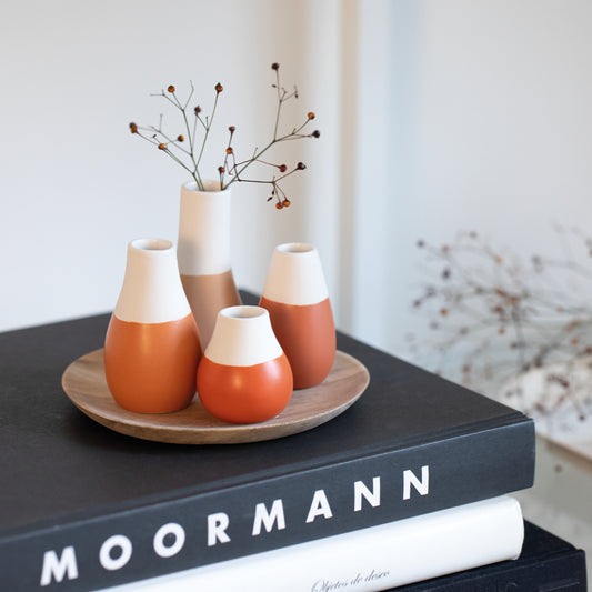 Minivasen Erdtöne aus Porzellan 4er-Set von räder design schöne moderne Vasen
