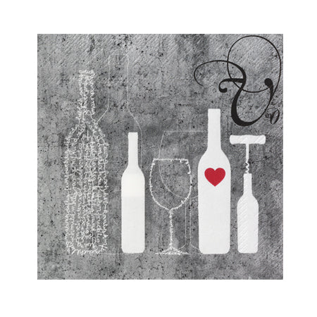 Cocktailservietten 25x25 cm " Flaschen " von räder design Wein Herz Glas Weintrinken Geschenkidee