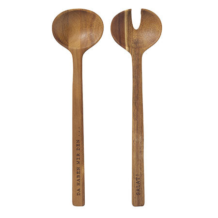 Salatbesteck aus Holz " Da haben wir den Salat " von räder design originell Geschenkidee Küche Haushalt Einzug