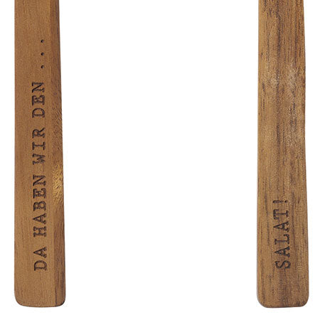Salatbesteck aus Holz " Da haben wir den Salat " von räder design originell Geschenkidee Küche Haushalt Einzug