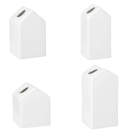 Gartenhäuschen Minivasen 4er Set H: 5,5-8,5cm aus Porzellan von räder design