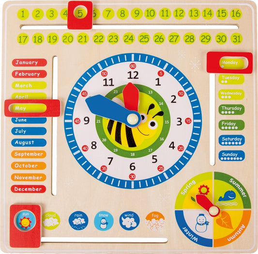 Lerntafel aus Holz für Datum, Uhr- & Jahreszeiten von small foot - auf Englisch  Lernen Uhr